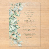 Waterverf Eucalyptus Monogram Sage Green Wedding Acryl Uitnodigingen (Voorkant)