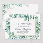 Waterverf Eucalyptus Moving Announcards Aankondiging (Voorkant / Achterkant)