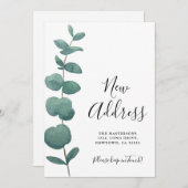 Waterverf Eucalyptus Moving Announge Kaart (Voorkant / Achterkant)