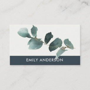WATERVERF EUCALYPTUS NAVY KRAFT FOLIAGE BRANCH VISITEKAARTJE
