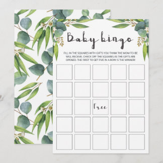 Waterverf Eucalyptus Neutrale Baby Bingo-kaarten