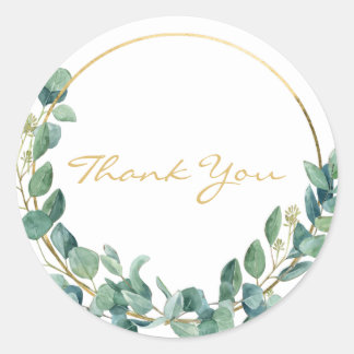 Waterverf Eucalyptus op Gold Wreater Hartelijk dan Ronde Sticker