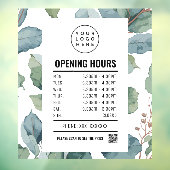 Waterverf Eucalyptus Openingstijden Raamsticker (Vel 3)