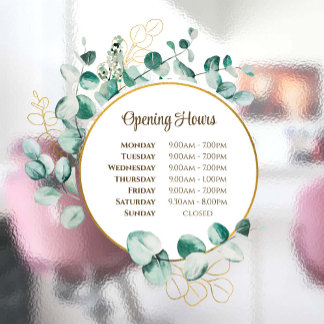 Waterverf Eucalyptus Openingstijden Venster Cling Raamsticker