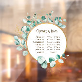 Waterverf Eucalyptus Openingstijden Venster Cling Raamsticker (Vel 2)