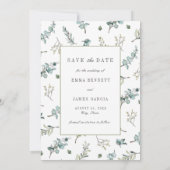 Waterverf Eucalyptus Pattern Foto Weddenschap Save The Date (Achterkant)