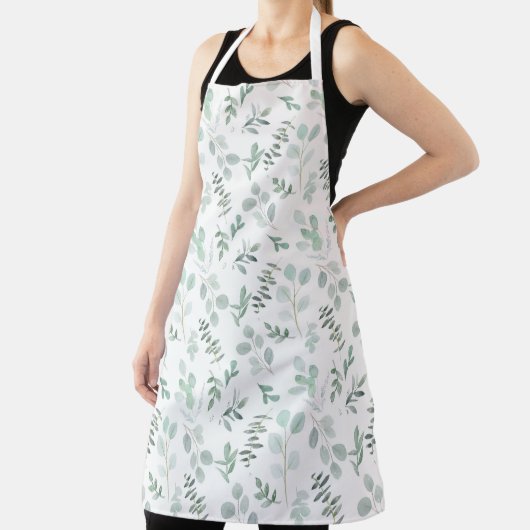 Waterverf Eucalyptus Print Apron Schort (Insitu)