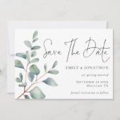 Waterverf Eucalyptus QR codescript Sla de datum op Save The Date (Voorkant)