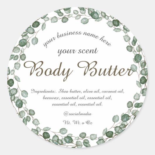 waterverf eucalyptus ronde sticker (Voorkant)