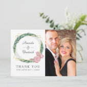 Waterverf eucalyptus Roos geometrisch Bedankkaart (Staand voorkant)