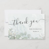 Waterverf Eucalyptus Sage Green Wedding Bedankkaart (Voorkant)