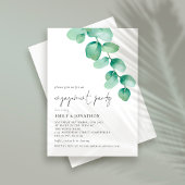 Waterverf Eucalyptus Script Engagement Party Kaart