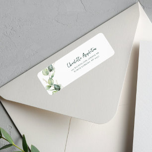 Waterverf Eucalyptus Script Retouradres Etiket