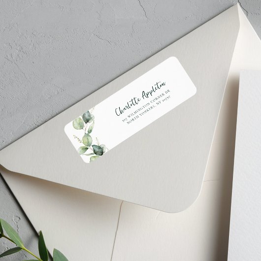 Waterverf Eucalyptus Script Retouradres Etiket