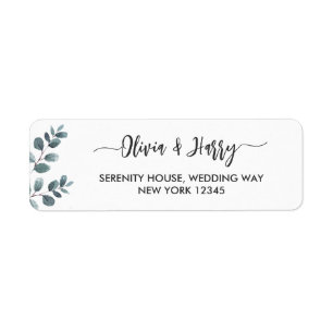 Waterverf Eucalyptus Script Retouradreslabels Etiket