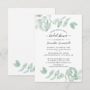 Waterverf Eucalyptus Script Vrijgezellenfeest Kaart