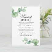 Waterverf eucalyptus Sweet 16. groen loof Kaart (Staand voorkant)
