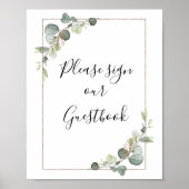 waterverf eucalyptus trouwbord poster (Voorkant)