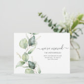 Waterverf Eucalyptus verhuisadres aankondiging (Staand voorkant)