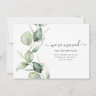 Waterverf Eucalyptus verhuisadres aankondiging