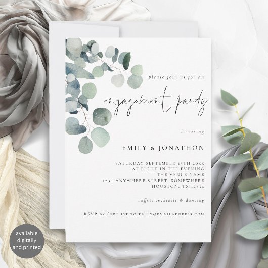 Waterverf eucalyptus Verloving uitnodigen Kaart