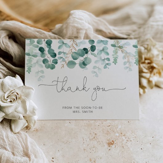 Waterverf eucalyptus vrijgezellenfeest dank je cre kaart