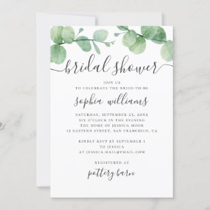 Waterverf eucalyptus. Vrijgezellenfeest voor groen Kaart