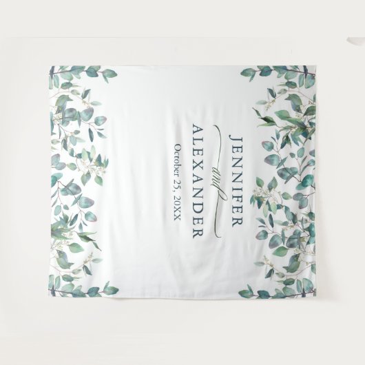 Waterverf Eucalyptus Weddenschap Foto Booth Backdr Wandkleed (Voorkant (horizontaal))