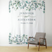 Waterverf Eucalyptus Weddenschap Foto Booth Backdr Wandkleed (In situ)