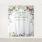 Waterverf Eucalyptus Weddenschap Foto Booth Backdr Wandkleed (Voorkant)