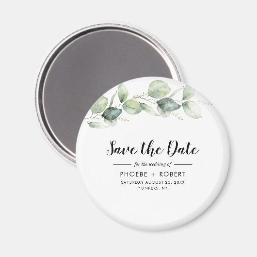 Waterverf Eucalyptus Weddenschap Opslaan Datum Magneet (Voorkant / Achterkant)
