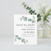Waterverf Eucalyptus Weddenschap Opslaan Datum Save The Date (Staand voorkant)