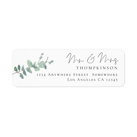 Waterverf Eucalyptus Weddenschap Rendement Adres Etiket (Voorkant)