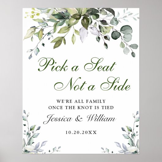 Waterverf Eucalyptus Wedding Ceremony Seating Poster (Voorkant)