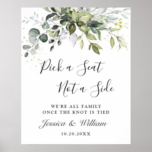 Waterverf Eucalyptus Wedding Ceremony Seating Poster (Voorkant)