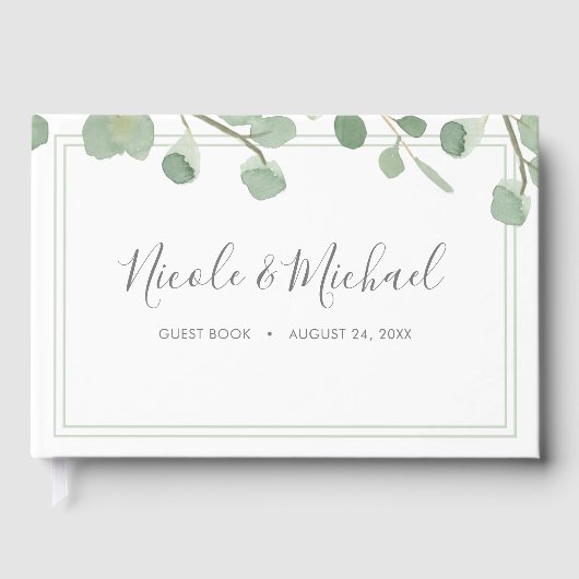 Waterverf Eucalyptus Wedding Gastenboek (Voorkant)