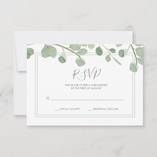 Waterverf Eucalyptus Wedding RSVP Kaartje (Voorkant)