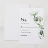 Waterverf Eucalyptus Wedding RSVP Kaartje (Voorkant / Achterkant)