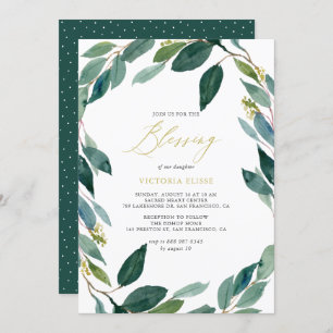 Waterverf Eucalyptus Wreath Blessing Kaart