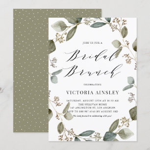 Waterverf Eucalyptus Wreath Bridal Brunch Kaart