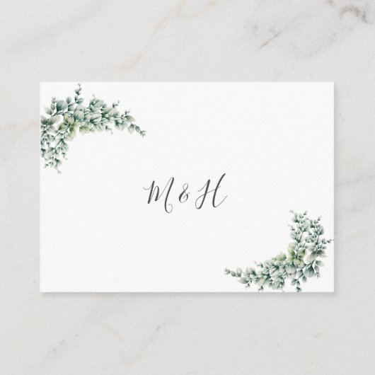 Waterverf Eucalyptus Wreath Wedding Detail Informatiekaartje (Achterkant)