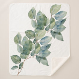 Waterverf eucalyptus zacht groen sherpa deken
