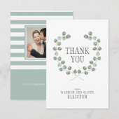 Waterverf eucalyptusblad-Lijst | Dank je Bedankkaart (Voorkant / Achterkant)