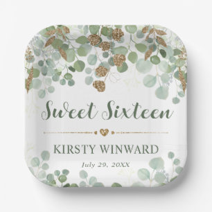 Waterverf Eucalyptusblad Sweet 16 Papieren Bordje