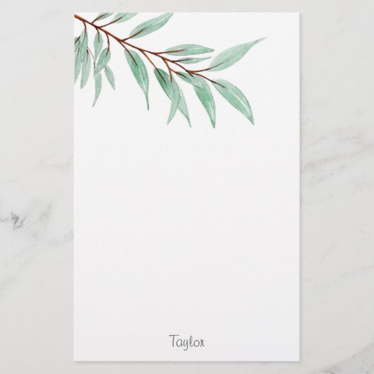 Waterverf Eucalyptusbladeren Briefpapier (Voorkant)
