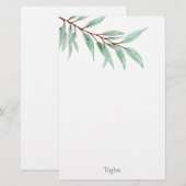 Waterverf Eucalyptusbladeren Briefpapier (Voorkant / Achterkant)