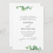 Waterverf eucalyptusbruiloft. Greenery foliage Kaart (Voorkant / Achterkant)