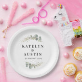 Waterverf eucalyptusbruiloft  papieren bordje (Feest)