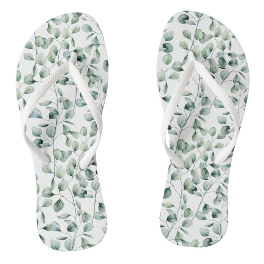 Waterverf Eucalyptuspatroon Teenslippers (Voetbed)