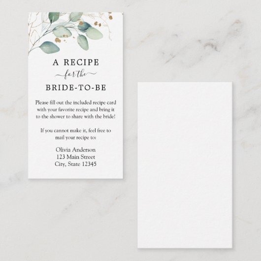 Waterverf Eucalytpus Shower Recipe Request  Informatiekaartje (Voorkant / Achterkant)